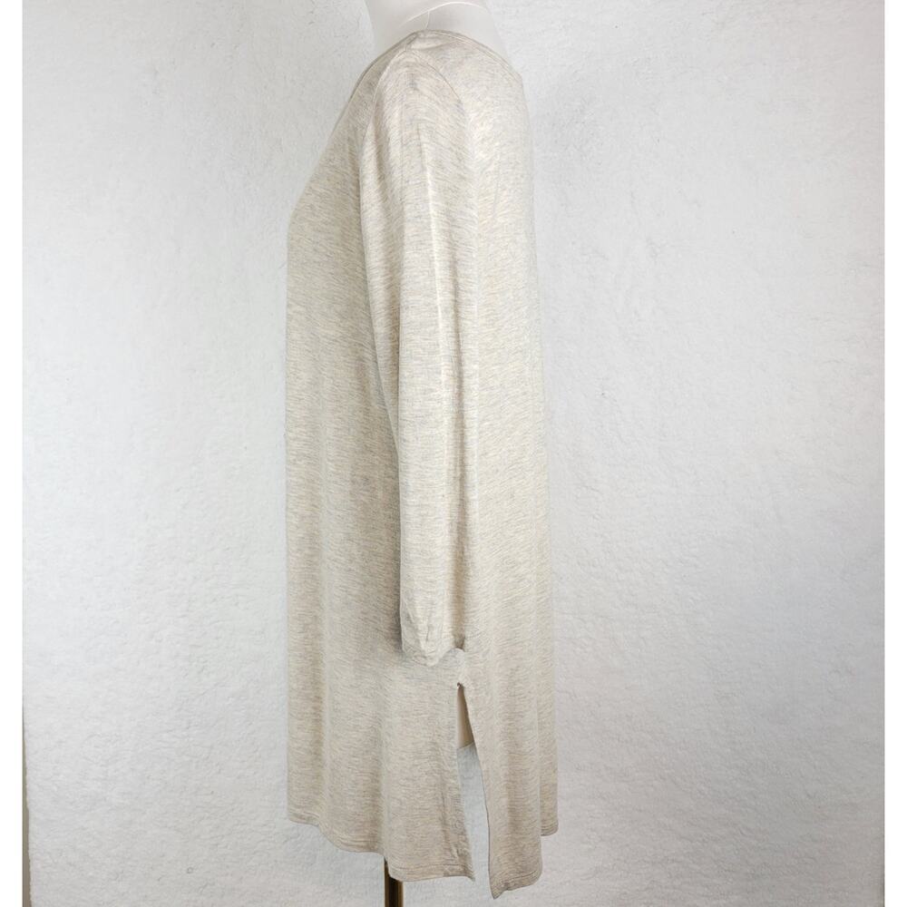 Cherish Oversized Womens Tunic Sz S Beige Taupe Cowl Neck Blouse Top Split Hem - Picture 2 of 6